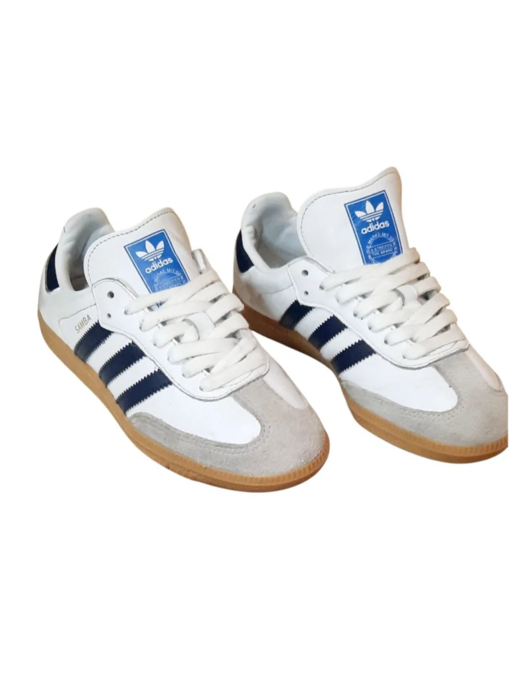 Adidas Samba OG leather Shoes- White/ Night lndigo (1F3814) Womens size 5